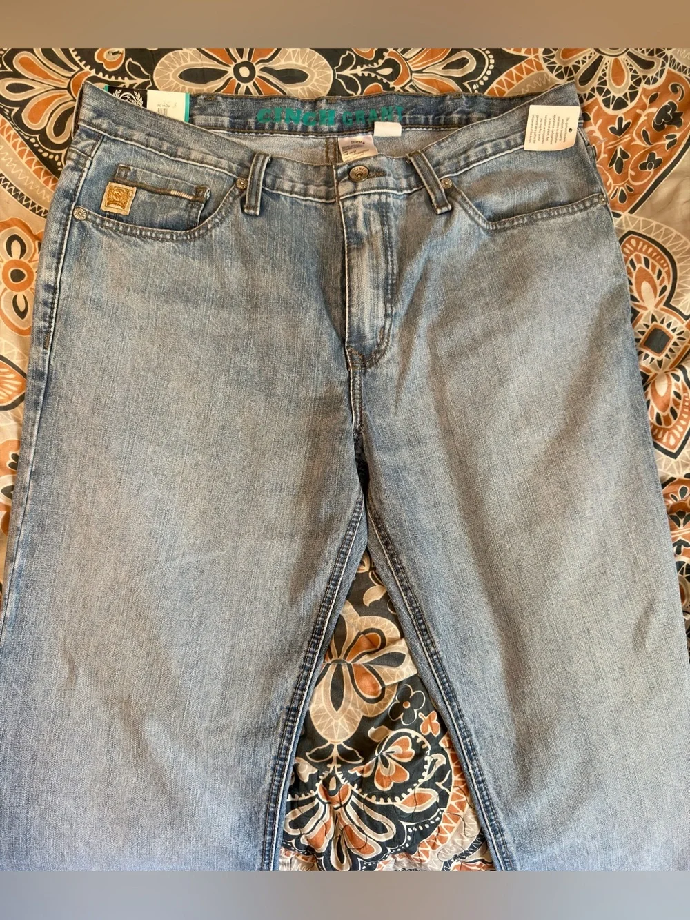 NWT Cinch Light Blue Men's relaxed fit,Bootcut Jeans - Grant SIZE 35x34